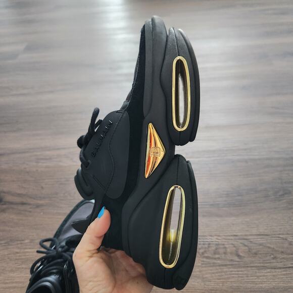 Authentic Balmain B-Bold low-top sneakers Black 7 Designer Grunge Futuristic - Picture 9 of 14